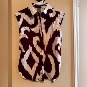 Women’s Stylish Sleeveless Top in Burgundy and White